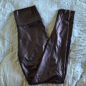 Black faux leather leggings